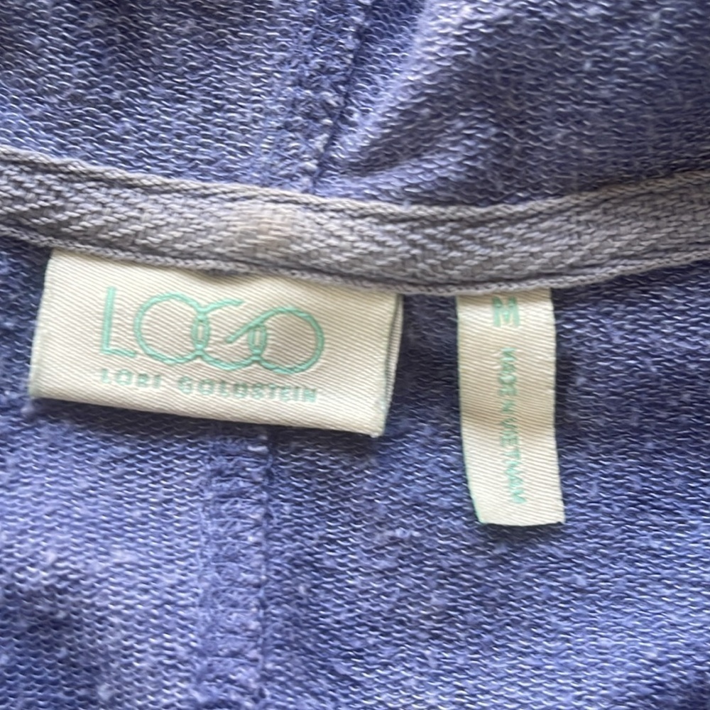 LOGO by Lori Goldstein Blue knit Zip up Hoodie Cardigan Jacket Medium - Picture 4 of 9